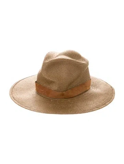 Pre-owned Janessa Leone Straw Sun Hat In Neutral