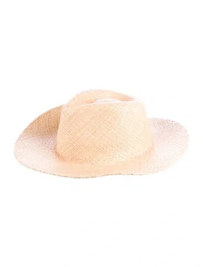Pre-owned Janessa Leone Straw Sun Hat In Neutral