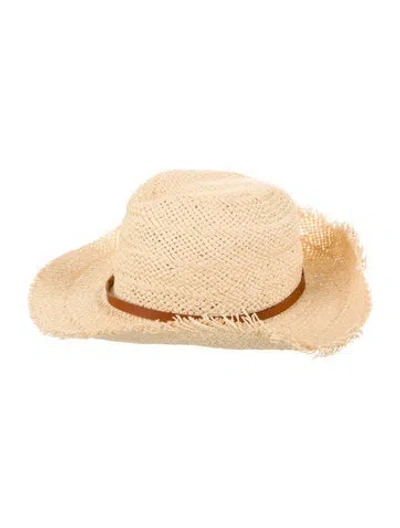 Pre-owned Janessa Leone Straw Sun Hat In Neutral