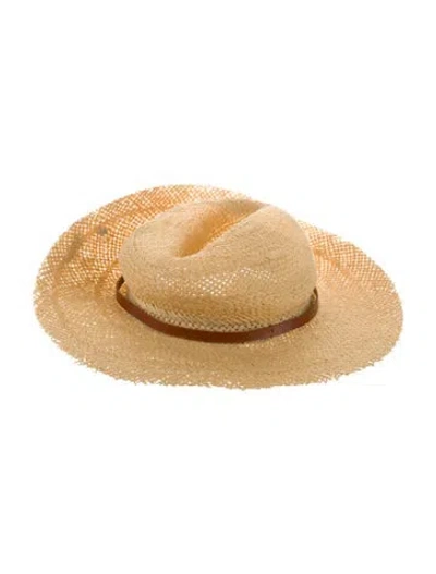 Pre-owned Janessa Leone Straw Sun Hat In Neutral