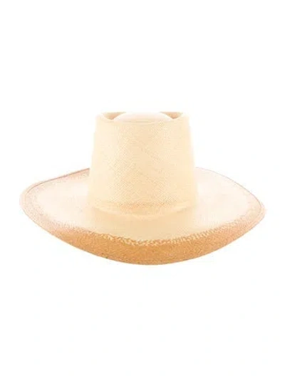 Pre-owned Janessa Leone Straw Sun Hat In Neutral