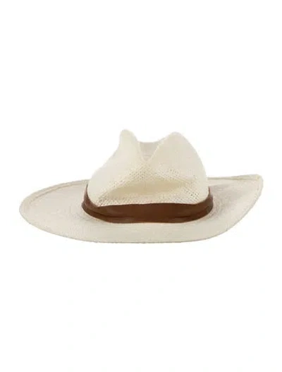 Pre-owned Janessa Leone Straw Sun Hat In Neutral