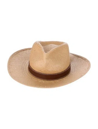 Pre-owned Janessa Leone Straw Sun Hat In Neutral