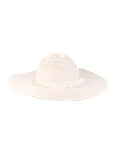 Pre-owned Janessa Leone Straw Sun Hat In Neutral