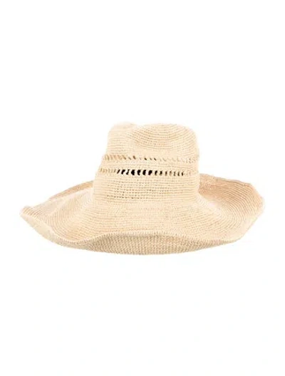Pre-owned Janessa Leone Straw Sun Hat In Neutral