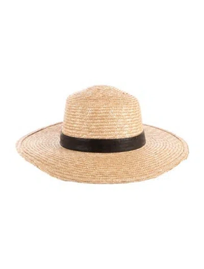 Pre-owned Janessa Leone Straw Sun Hat In Neutral