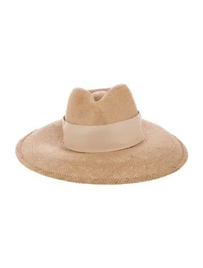 Pre-owned Janessa Leone Straw Sun Hat In Neutral