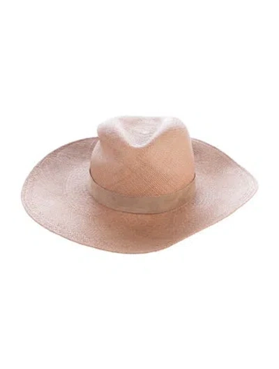 Pre-owned Janessa Leone Straw Sun Hat In Neutral