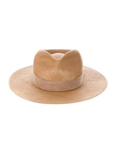 Pre-owned Janessa Leone Straw Sun Hat In Neutral