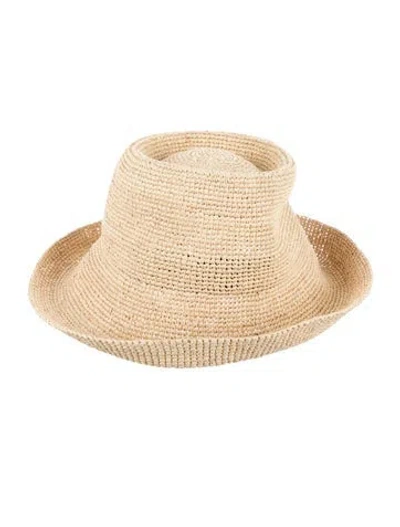 Pre-owned Janessa Leone Straw Sun Hat In Neutral