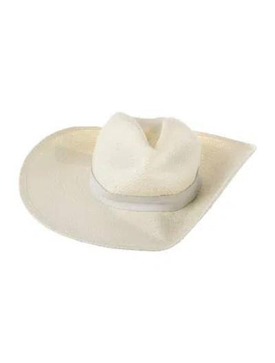 Pre-owned Janessa Leone Straw Sun Hat In Neutral