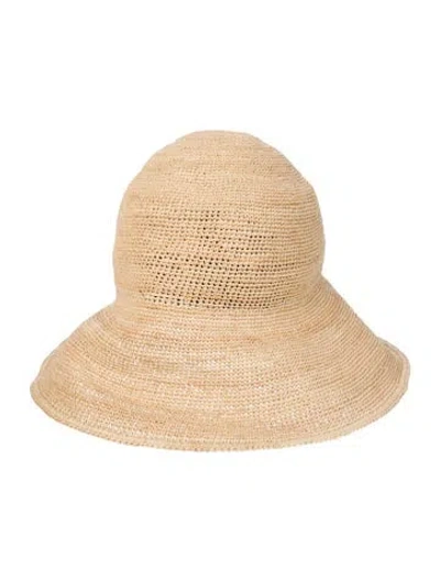 Pre-owned Janessa Leone Straw Sun Hat In Neutral
