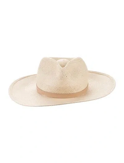 Pre-owned Janessa Leone Straw Sun Hat In Neutral