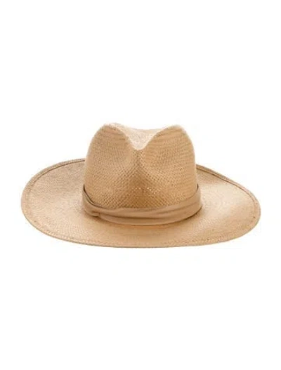 Pre-owned Janessa Leone Straw Sun Hat In Neutral
