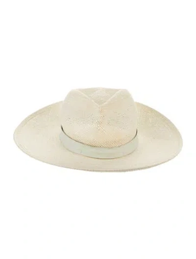 Pre-owned Janessa Leone Straw Sun Hat In Neutral