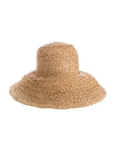 Pre-owned Janessa Leone Straw Sun Hat In Neutral