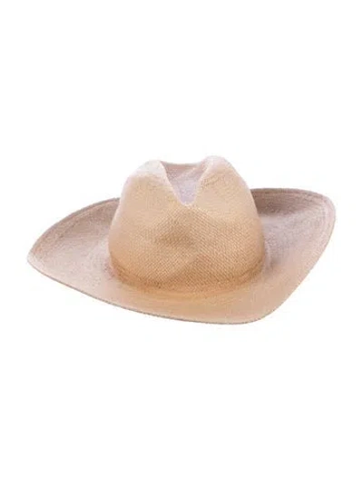 Pre-owned Janessa Leone Straw Sun Hat In Neutral