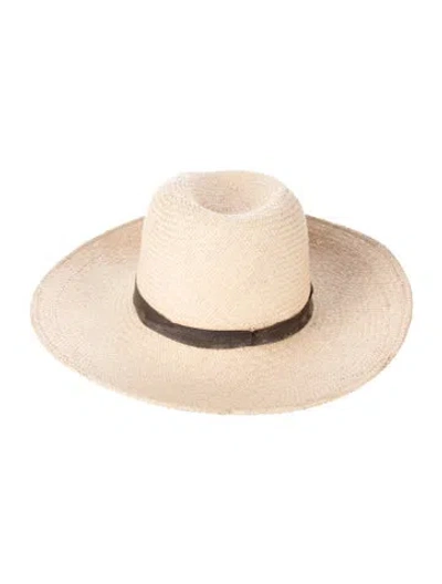Pre-owned Janessa Leone Straw Sun Hat In Neutral