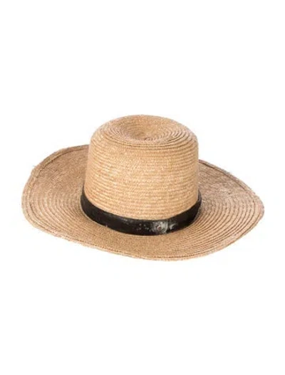 Pre-owned Janessa Leone Straw Sun Hat In Neutral
