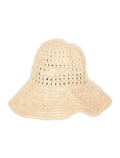 Pre-owned Janessa Leone Straw Sun Hat In Neutral