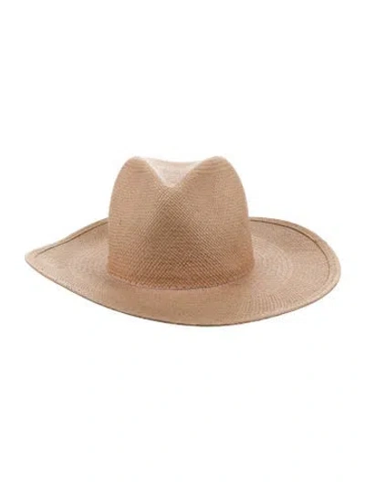 Pre-owned Janessa Leone Straw Sun Hat In Neutrals