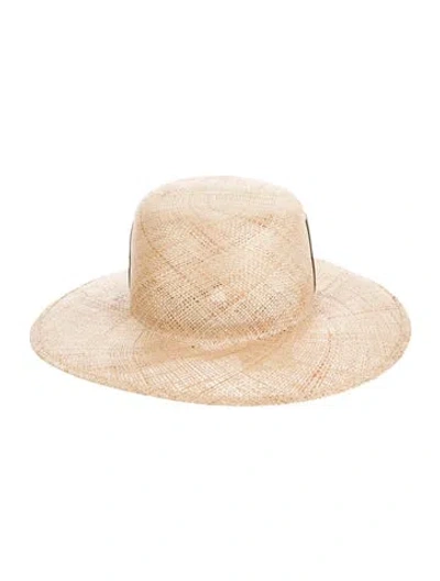Pre-owned Janessa Leone Straw Sun Hat In Neutrals