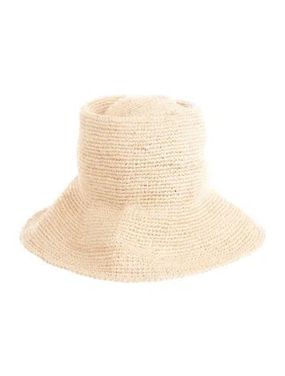 Pre-owned Janessa Leone Straw Sun Hat In Neutrals