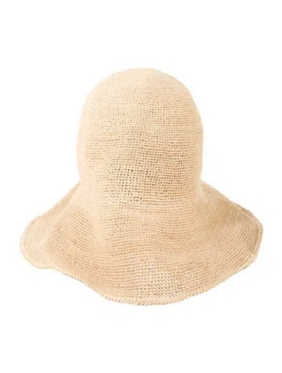Pre-owned Janessa Leone Straw Sun Hat In Neutrals