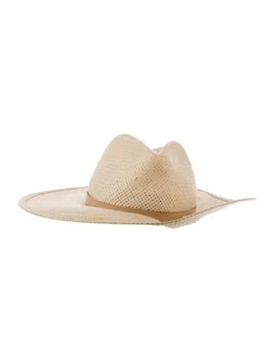 Pre-owned Janessa Leone Straw Sun Hat In Neutrals