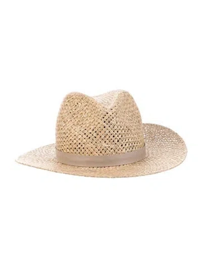 Pre-owned Janessa Leone Straw Sun Hat In Neutrals