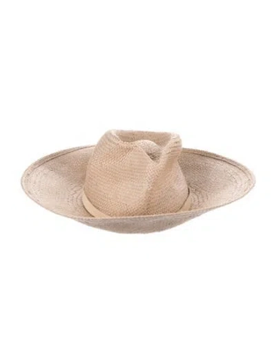 Pre-owned Janessa Leone Straw Sun Hat In Neutrals