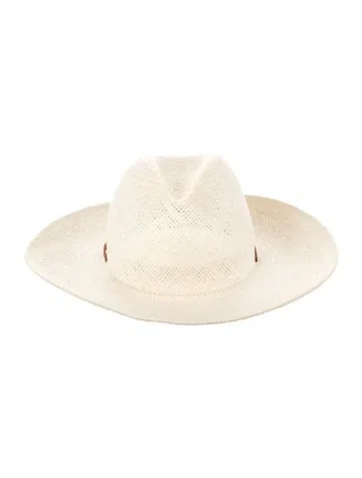 Pre-owned Janessa Leone Straw Sun Hat In Neutrals