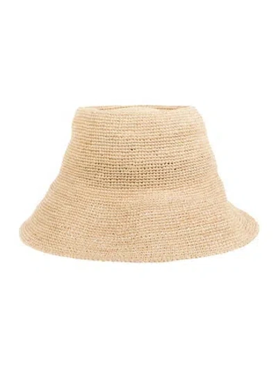 Pre-owned Janessa Leone Straw Sun Hat In Neutrals