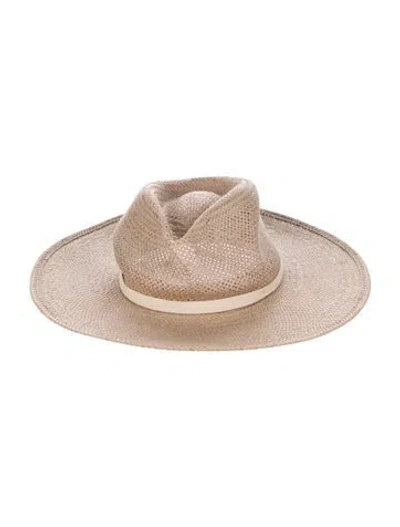 Pre-owned Janessa Leone Straw Sun Hat In Neutrals
