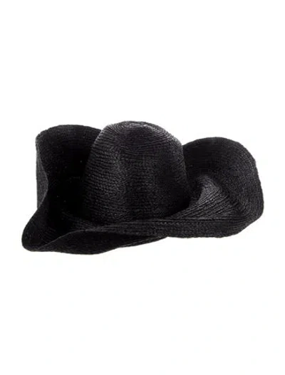 Pre-owned Janessa Leone Straw Sun Hat W/tags In Black