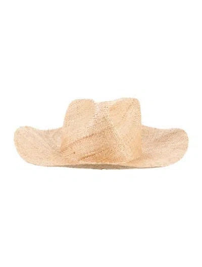 Pre-owned Janessa Leone Straw Sun Hat  W/tags In Neutral