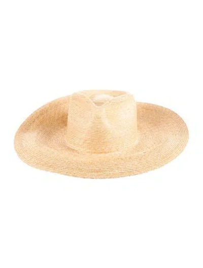 Pre-owned Janessa Leone Straw Sun Hat W/tags In Neutral