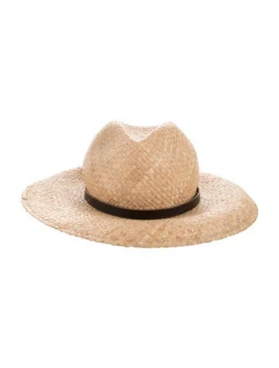 Pre-owned Janessa Leone Straw Sun Hat In Yellow
