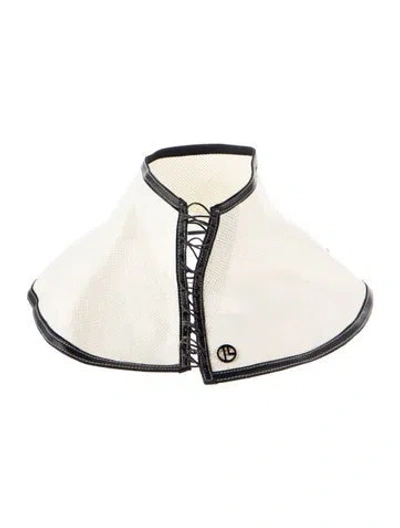 Pre-owned Janessa Leone Straw Visor Hat In Black/neutrals