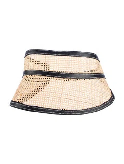 Pre-owned Janessa Leone Straw Visor Hat In Neutral