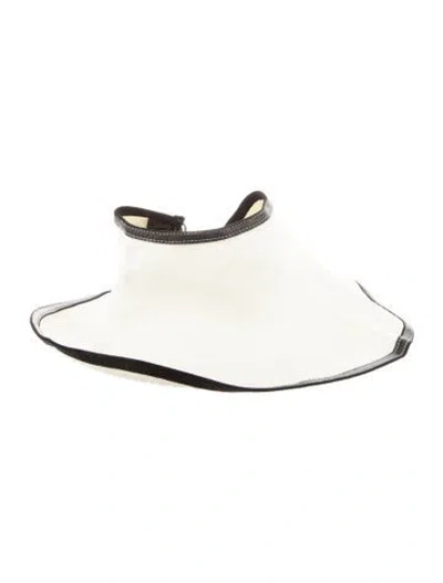Pre-owned Janessa Leone Straw Visor Hat In Neutral