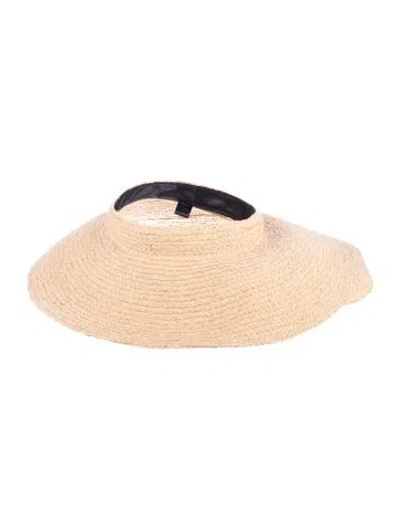 Pre-owned Janessa Leone Straw Visor Hat In Neutral