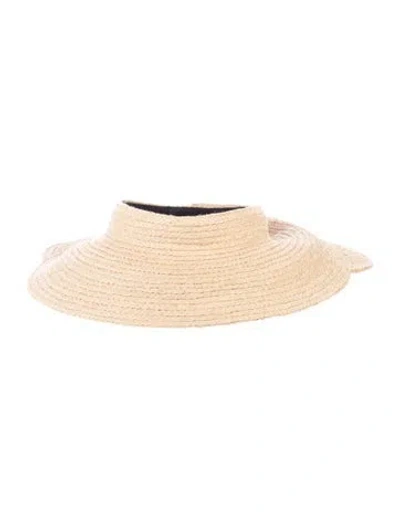 Pre-owned Janessa Leone Straw Visor Hat In Neutrals