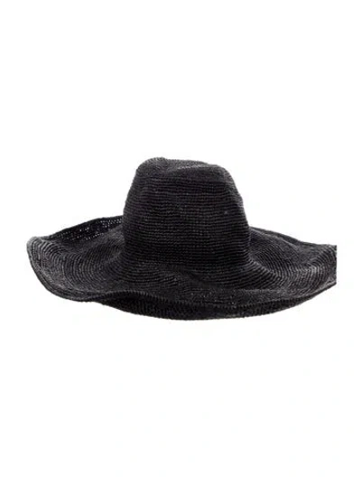 Pre-owned Janessa Leone Straw Waverly Hat W/tags In Black