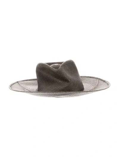Pre-owned Janessa Leone Straw Western Hat In Green