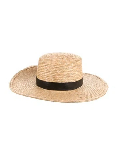 Pre-owned Janessa Leone Straw Wide Brim
