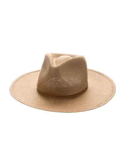 Pre-owned Janessa Leone Straw Wide Brim Hat W/tags In Brown
