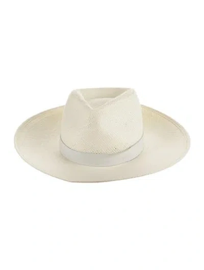 Pre-owned Janessa Leone Straw Wide Hat In Neutral