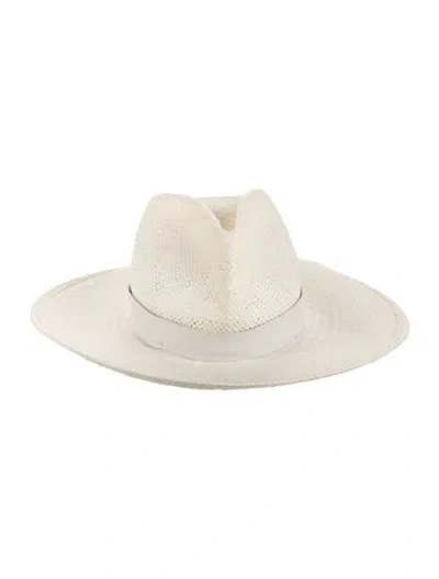 Pre-owned Janessa Leone Straw Wide-brim Panama Hat In Neutral