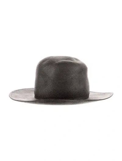 Pre-owned Janessa Leone Straw Wide-brimmed Hat In Black